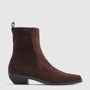 Madewell The Idris Ankle Boot in Dark Carob Brown Suede Size 7 NWOB